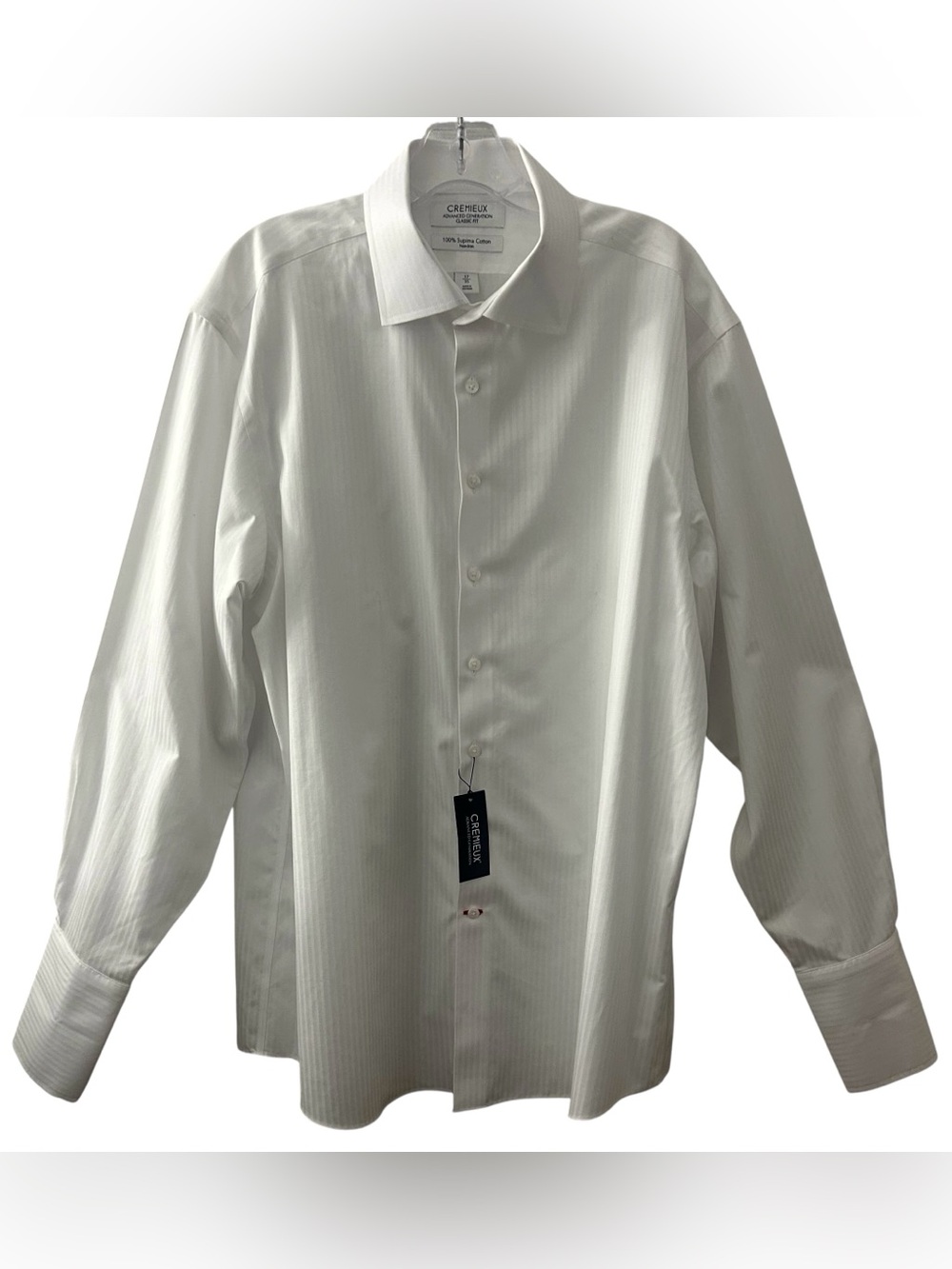 Daniel Cremieux Men’s White Long Sleeve Button Up Shirt Subtle Stripes Sz 17/35